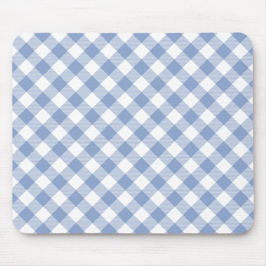 Überprüftes blaues Gingham-Classic-Muster Mousepad (Vorne)