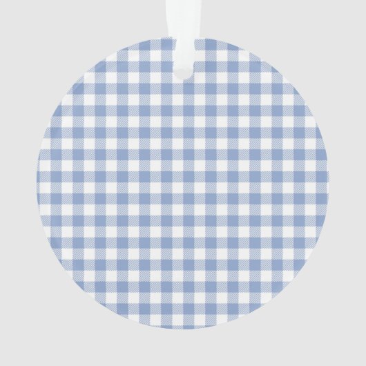 Überprüftes blaues Gingham-Classic-Muster Ornament (Rückseite)