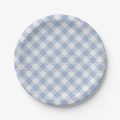 Überprüftes blaues Gingham-Classic-Muster Pappteller (Vorderseite)