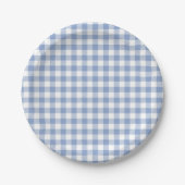 Überprüftes blaues Gingham-Classic-Muster Pappteller (Vorderseite)