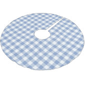 Überprüftes blaues Gingham-Classic-Muster Polyester Weihnachtsbaumdecke (Schrägansicht)