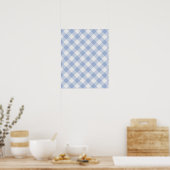 Überprüftes blaues Gingham-Classic-Muster Poster (Küche)