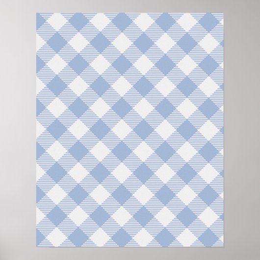 Überprüftes blaues Gingham-Classic-Muster Poster (Vorne)