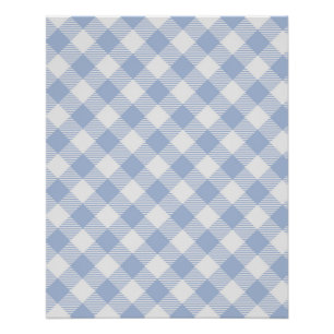 Überprüftes blaues Gingham-Classic-Muster Poster