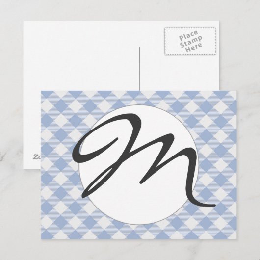 Überprüftes blaues Gingham-Classic-Muster Postkarte (Vorne/Hinten)