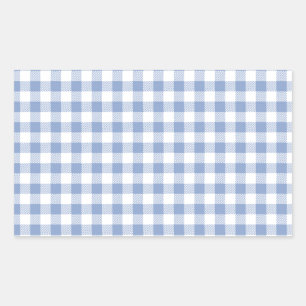 Überprüftes blaues Gingham-Classic-Muster Rechteckiger Aufkleber