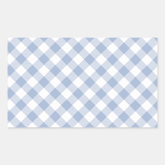 Überprüftes blaues Gingham-Classic-Muster Rechteckiger Aufkleber (Vorderseite)