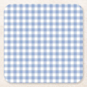 Überprüftes blaues Gingham-Classic-Muster Rechteckiger Pappuntersetzer (Vorderseite)