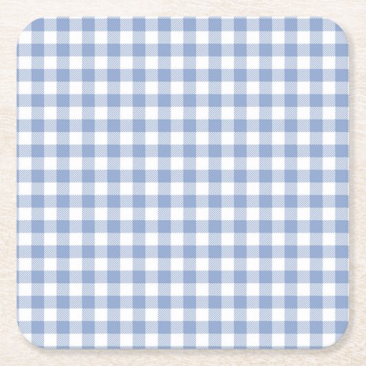 Überprüftes blaues Gingham-Classic-Muster Rechteckiger Pappuntersetzer (Vorderseite)