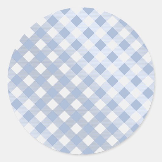 Überprüftes blaues Gingham-Classic-Muster Runder Aufkleber (Vorderseite)