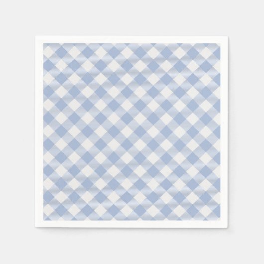 Überprüftes blaues Gingham-Classic-Muster Serviette (Vorderseite)