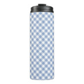 Überprüftes blaues Gingham-Classic-Muster Thermosbecher (Vorderseite)