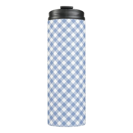 Überprüftes blaues Gingham-Classic-Muster Thermosbecher (Vorderseite)
