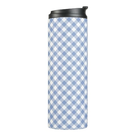 Überprüftes blaues Gingham-Classic-Muster Thermosbecher (Nach links gedreht)