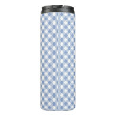 Überprüftes blaues Gingham-Classic-Muster Thermosbecher (Rückseite)