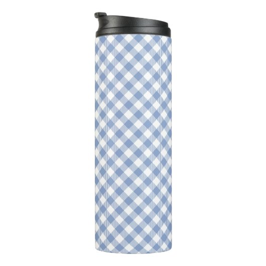 Überprüftes blaues Gingham-Classic-Muster Thermosbecher (Nach rechts gedreht)