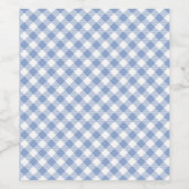 Überprüftes blaues Gingham-Classic-Muster Weinetikett (Einzelnes Label)