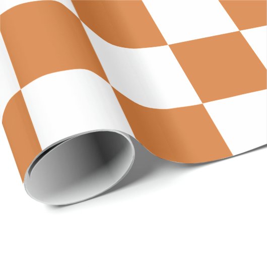 Überprüftes Karo Prüfmuster Orange Geschenkpapier (Rolleneckpunkt)