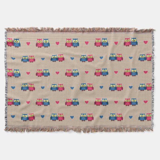 Überprüftes Muster mit Liebeeulen Decke (Vorderseite)
