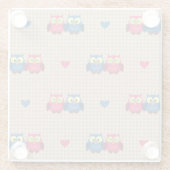 Überprüftes Muster mit Liebeeulen Glasuntersetzer (Rückseite)