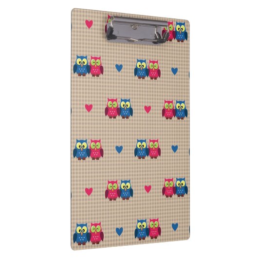 Überprüftes Muster mit Liebeeulen Klemmbrett (Rechts)