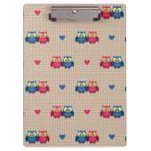 Überprüftes Muster mit Liebeeulen Klemmbrett (Vorderseite)