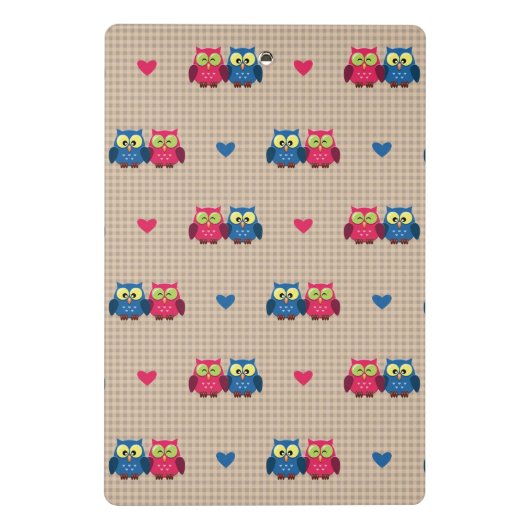 Überprüftes Muster mit Liebeeulen Mini Klemmbrett (Rückseite)