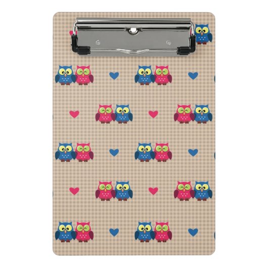 Überprüftes Muster mit Liebeeulen Mini Klemmbrett (Vorderseite)