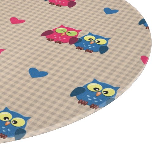 Überprüftes Muster mit Liebeeulen Schneidebrett (Ecke)