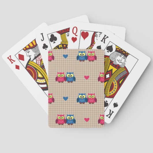 Überprüftes Muster mit Liebeeulen Spielkarten (Rückseite)