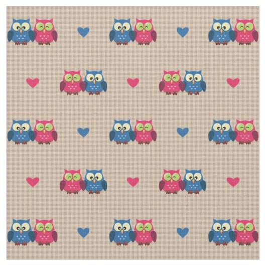 Überprüftes Muster mit Liebeeulen Stoff (Nahaufnahme)
