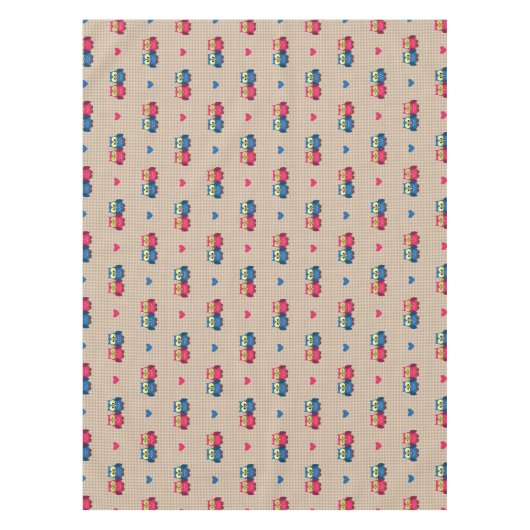 Überprüftes Muster mit Liebeeulen Tischdecke (Vorderseite)