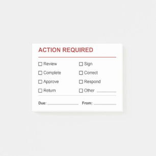 Überprüfung der Aktionsbedarf-Checkliste Post-it Klebezettel