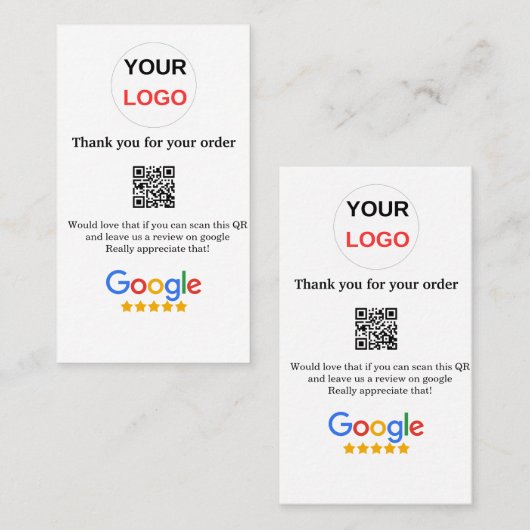 Überprüfung des Unternehmenslogos durch Google Prü Visitenkarte (Vorne/Hinten)