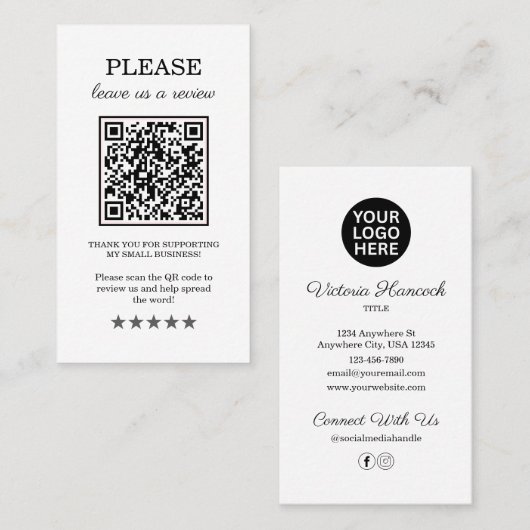 Überprüfung für kleine Unternehmen Verlassen Visitenkarte (Vorne/Hinten)