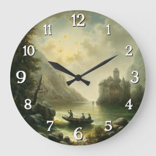Überqueren in einer mondlischen Nacht - Albert Rie Große Wanduhr