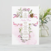 Überqueren mit Blume religiös Einladung (Stehend Vorderseite)