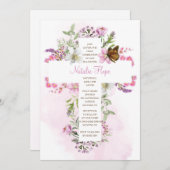 Überqueren mit Blume religiös Einladung (Vorne/Hinten)