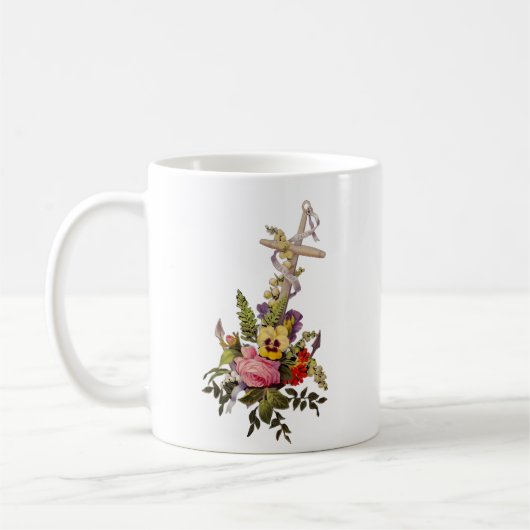 Überqueren Sie mit Blume in Form eines Ankers Kaffeetasse (Links)