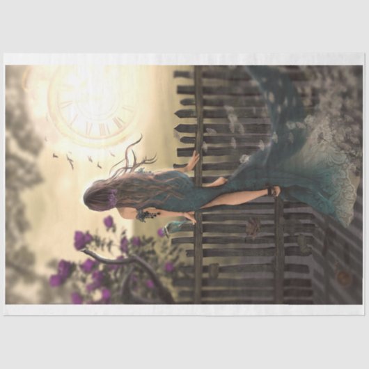 Überqueren, Vogelzaun-Uhr für Portrait Seidenpapier (Vorderseite)