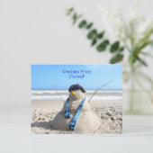Überqueren von Gruben aus Florida Beach Snowman Postkarte (Stehend Vorderseite)