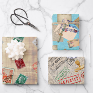 Überqueren von Wrapping Paper Flat Sheet Set 3 Geschenkpapier Set