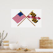 Überquerte 13-Sterne- und Maryland-Staatsflaggen Poster (Küche)