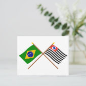 Überquerte Flaggen Brasiliens und São Paulo Postkarte (Stehend Vorderseite)