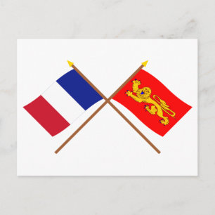 Überquerte Flaggen Frankreichs und der Aquitaine Postkarte