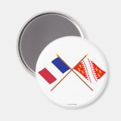 Überquerte Flaggen Frankreichs und des Elsass Magnet (Vorderseite/Rückseite)