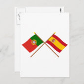 Überquerte Flaggen Portugals und Spaniens Postkarte (Vorne/Hinten)