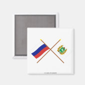 Überquerte Flaggen Russlands und des Gebiets Tomsk Magnet (Vorderseite/Rückseite)
