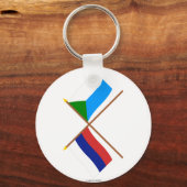 Überquerte Flaggen Russlands und Khabarowskis Krai Schlüsselanhänger (Vorderseite)