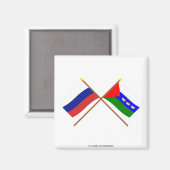 Überquerte Flaggen Russlands und Tyumen Oblast Magnet (Vorderseite/Rückseite)